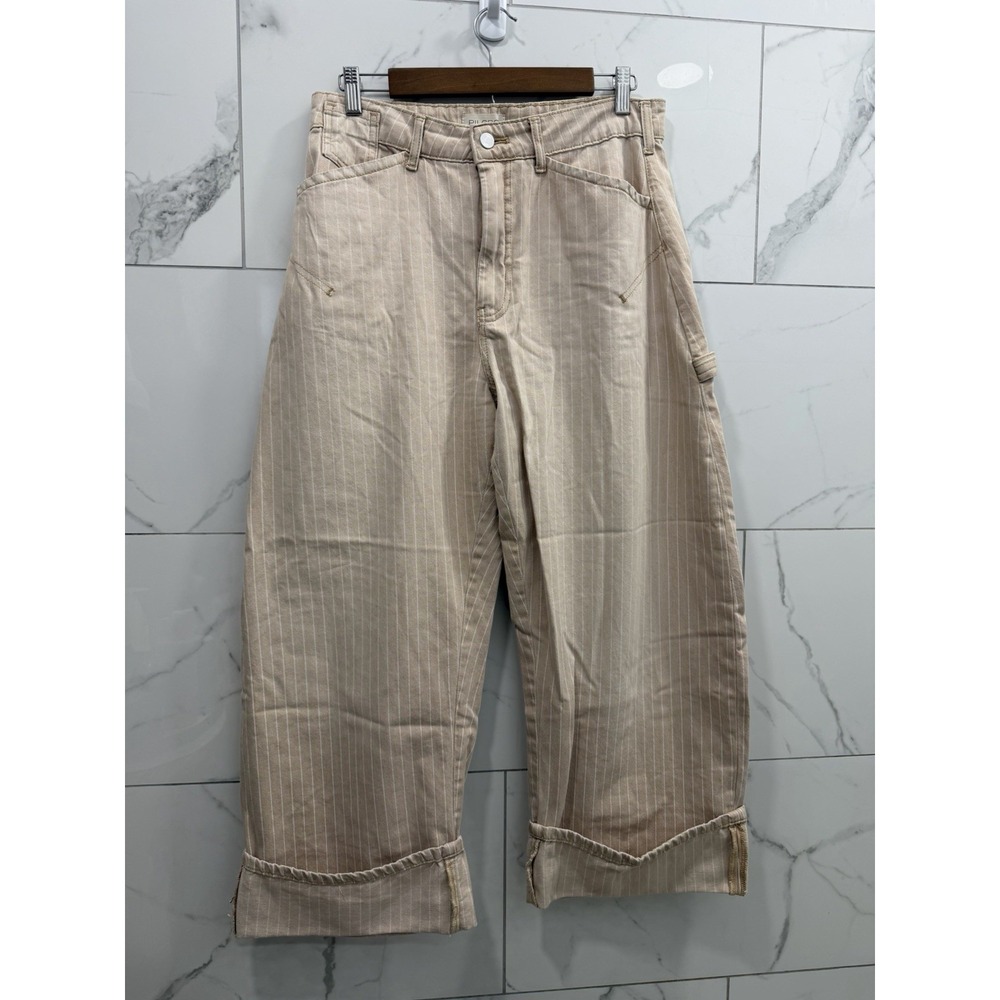 PILCRO Anthropologie Kayden High Rise Striped Cuffed Carpenter Pant Size 29